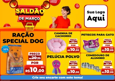 Modelo de Encarte para Encarte A4 Horizontal com o tema Saldão de Março para Pet Shop