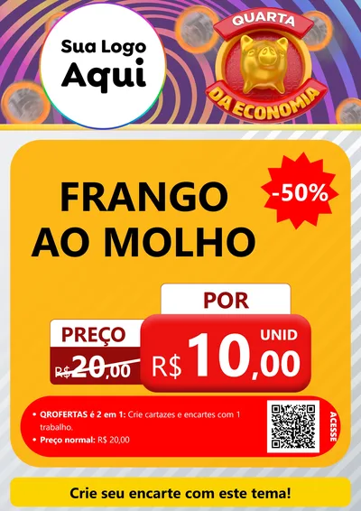Modelo de Cartaz para Cartaz A4 Vertical com o tema Quarta da Economia para Restaurante