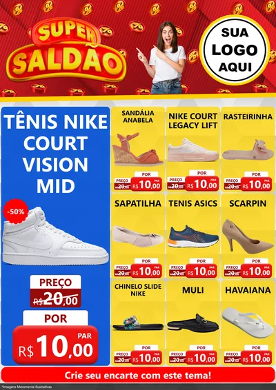 Modelo de Encarte para Encarte A4 Vertical com o tema Super Saldão para Calçados