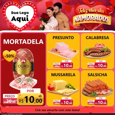 Modelo de Rede Social para Feed Facebook com o tema Feliz Dia Dos Namorados para Frios e Laticínios
