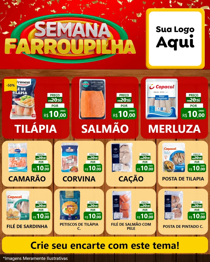 Modelo de Rede Social para Feed Instagram com o tema Semana Farroupilha para Peixaria