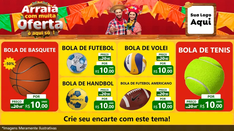 Modelo de TV para TV Horizontal com o tema Arraiá Com Muita Oferta - É Aqui Sô! para Artigos Esportivos