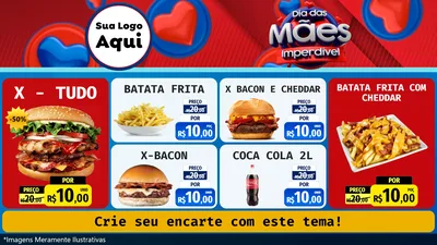 Modelo de TV para TV Horizontal com o tema Dia Das Mães Imperdível para Hamburgueria