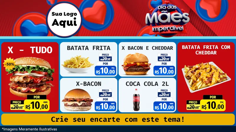 Modelo de TV para TV Horizontal com o tema Dia Das Mães Imperdível para Hamburgueria