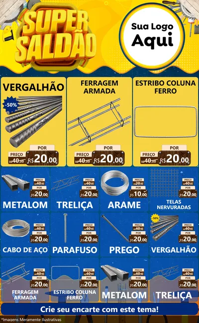 Modelo de Encarte para Encarte Grande com o tema Super Saldão para Ferragens