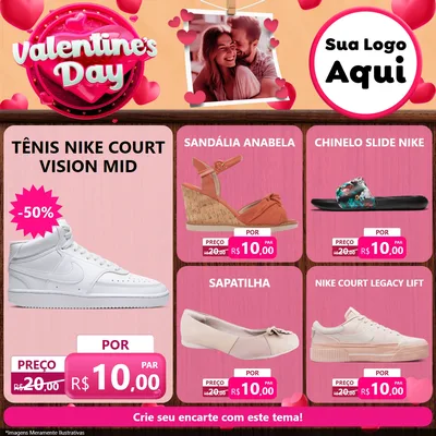 Modelo de Rede Social para Feed Facebook com o tema Valentine's Day para Calçados