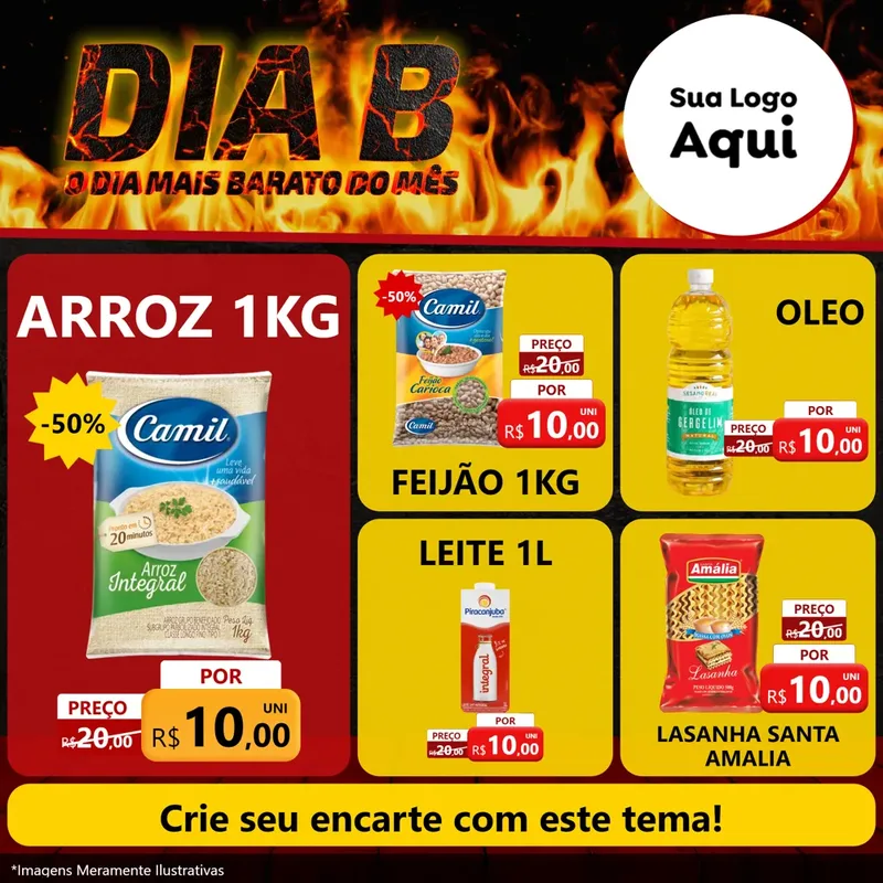 Modelo de Rede Social para Feed Facebook com o tema Dia B para Supermercado