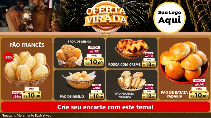Modelo de TV para TV Horizontal com o tema Oferta da Virada para Padaria