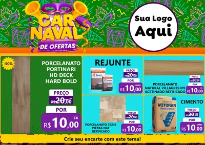 Modelo de Encarte para Encarte A4 Horizontal com o tema Carnaval de Ofertas para Pisos e revestimentos