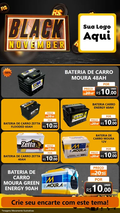 Modelo de TV para TV Vertical com o tema Black November para Baterias Elétricas