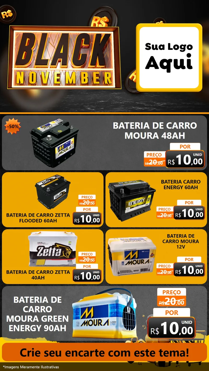 Modelo de TV para TV Vertical com o tema Black November para Baterias Elétricas