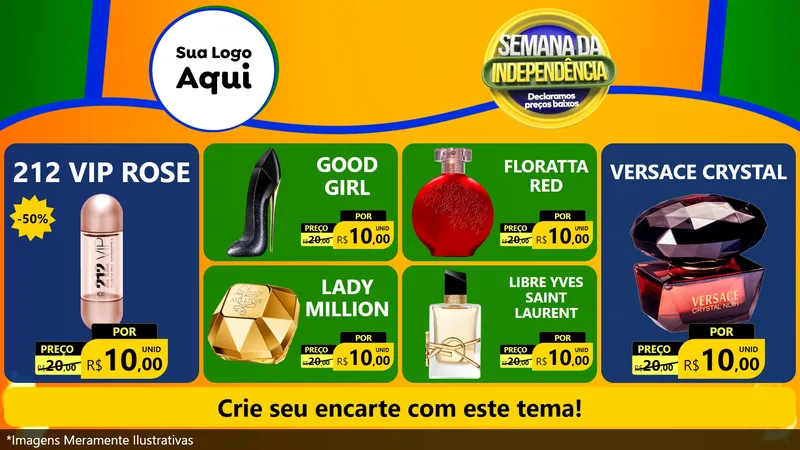 Modelo de TV para TV Horizontal com o tema Semana da Independência Declaramos Preços Baixos para Perfumes