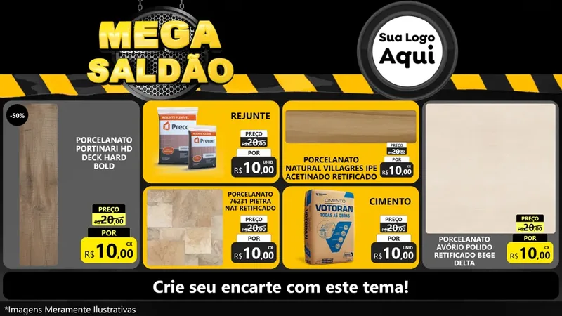 Modelo de TV para TV Horizontal com o tema Mega Saldão para Pisos e revestimentos