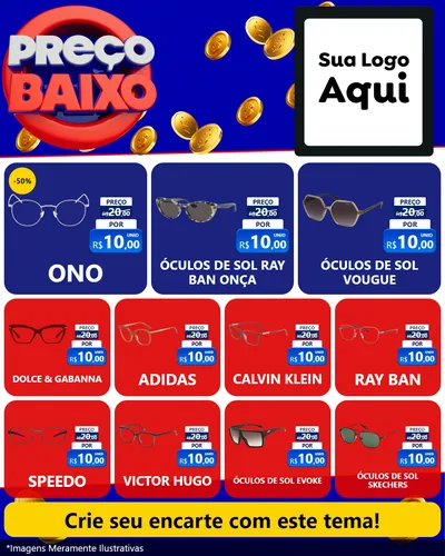Modelo de Rede Social para Feed Instagram com o tema Preço Baixo para Óticas