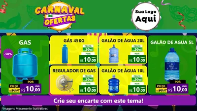 Modelo de TV para TV Horizontal com o tema Carnaval de Ofertas para Água e gás