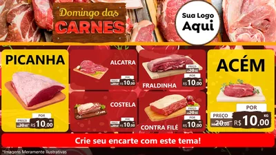 Modelo de TV para TV Horizontal com o tema Domingo das Carnes para Açougue