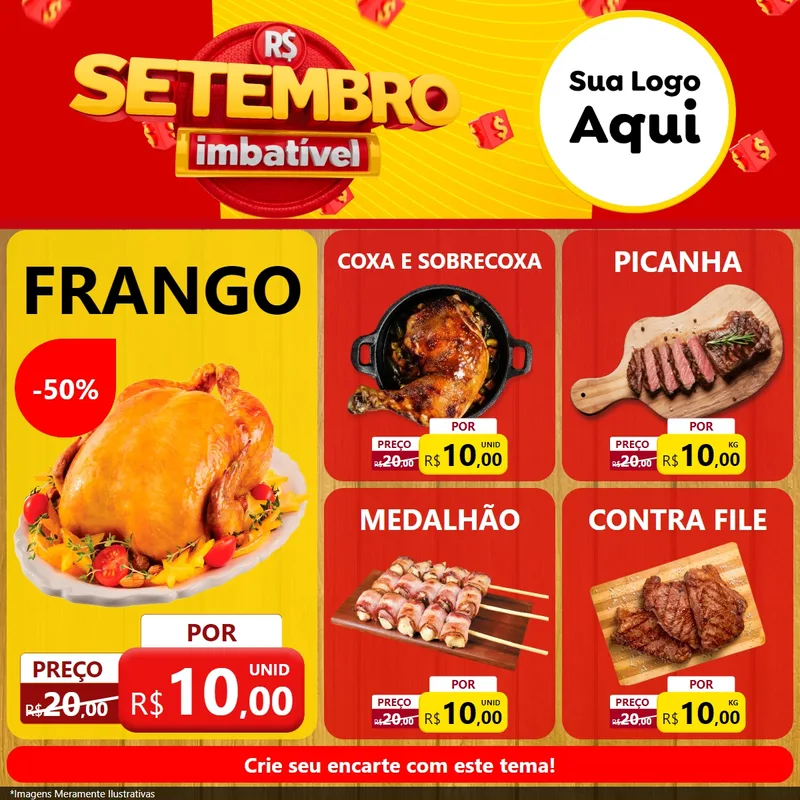 Modelo de Rede Social para Feed Facebook com o tema Setembro Imbatível para Assados