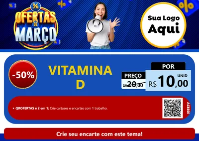 Modelo de Cartaz para Cartaz A4 Horizontal com o tema Ofertas de Março para Farmácia