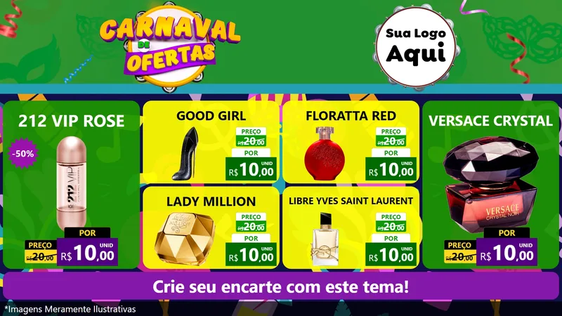 Modelo de TV para TV Horizontal com o tema Carnaval de Ofertas para Perfumes