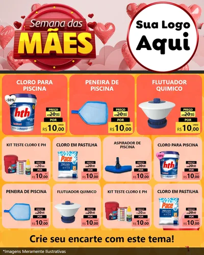 Modelo de Rede Social para Feed Instagram com o tema Semana das Mães para Produtos para Piscina