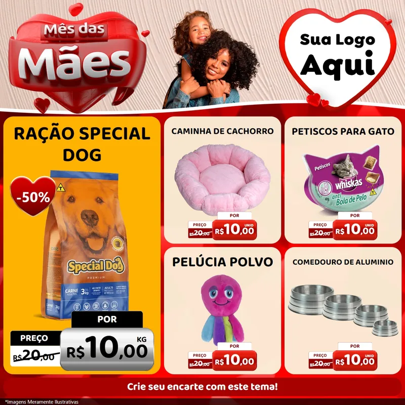 Modelo de Rede Social para Feed Facebook com o tema Mês das Mães para Pet Shop