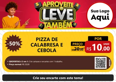 Modelo de Cartaz para Cartaz A4 Horizontal com o tema Aproveite e Leve Também para Pizzaria