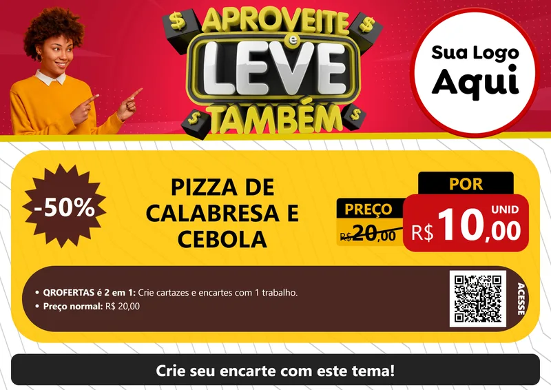 Modelo de Cartaz para Cartaz A4 Horizontal com o tema Aproveite e Leve Também para Pizzaria