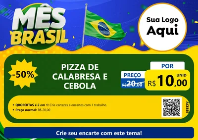 Modelo de Cartaz para Cartaz A4 Horizontal com o tema Mês do Brasil para Pizzaria