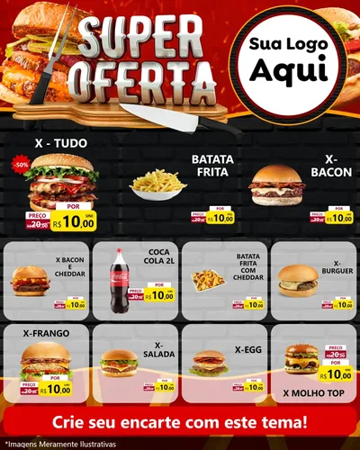 Modelo de Rede Social para Feed Instagram com o tema Super Oferta - Lanches para Hamburgueria