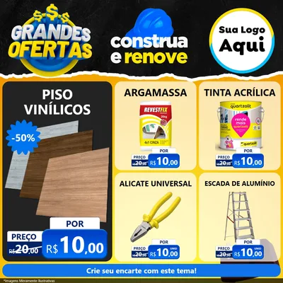 Modelo de Rede Social para Feed Facebook com o tema Grandes Ofertas - Material de Construção para Material para Construção