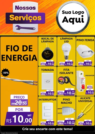 Modelo de Encarte para Encarte A4 Vertical com o tema Nossos Serviços para Materiais Elétricos