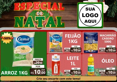 Modelo de Encarte para Encarte A4 Horizontal com o tema Especial de Natal para Supermercado
