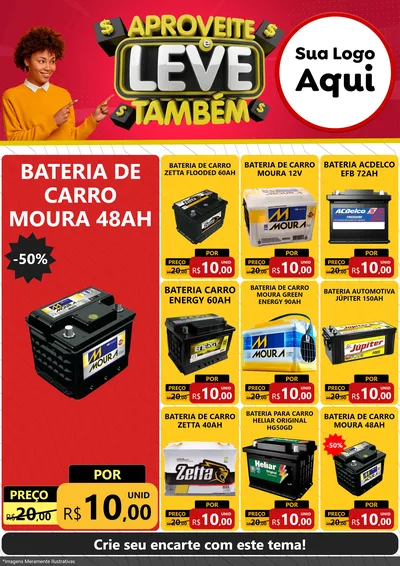 Modelo de Encarte para Encarte A4 Vertical com o tema Aproveite e Leve Também para Baterias Elétricas