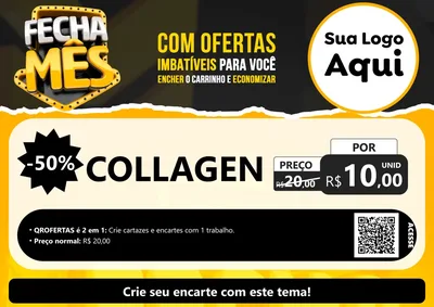 Modelo de Cartaz para Cartaz A4 Horizontal com o tema Fecha Mês para Suplementos alimentares