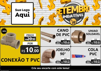 Modelo de Encarte para Encarte A4 Horizontal com o tema Setembro Imbatível para Tubos e conexões