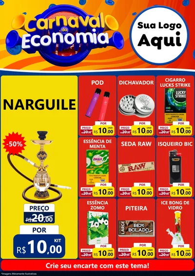 Modelo de Encarte para Encarte A4 Vertical com o tema Carnaval da Economia para Tabacaria