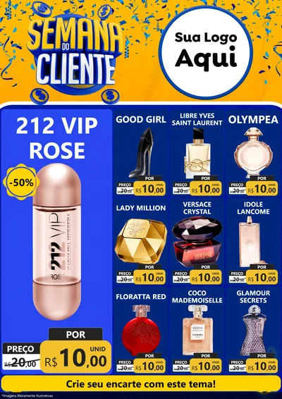 Modelo de Encarte para Encarte A4 Vertical com o tema Semana do Cliente para Perfumes