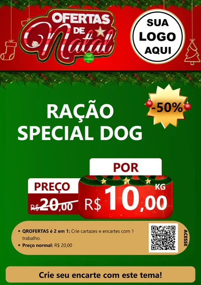 Modelo de Cartaz para Cartaz A4 Vertical com o tema Ofertas de Natal para Pet Shop