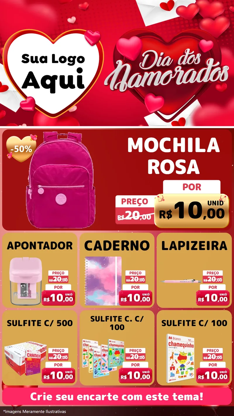 Modelo de Rede Social para Stories com o tema Dia Dos Namorados para Papelaria