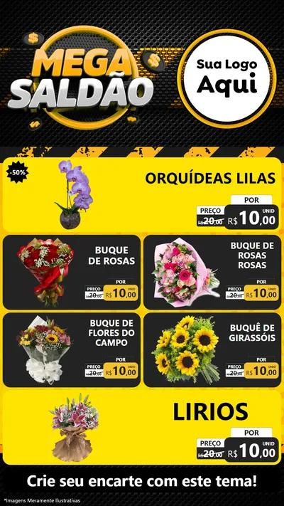 Modelo de TV para TV Vertical com o tema Mega Saldão para Floricultura e jardim