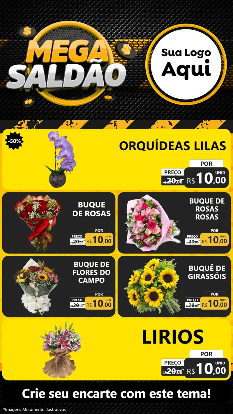 Modelo de TV para TV Vertical com o tema Mega Saldão para Floricultura e jardim