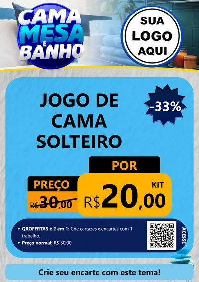 Modelo de Cartaz para Cartaz A4 Vertical com o tema Cama, Mesa e Banho para Cama, Mesa e Banho