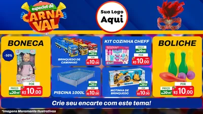 Modelo de TV para TV Horizontal com o tema Especial de Carnaval para Brinquedos