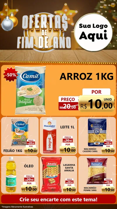Modelo de Rede Social para Stories com o tema Ofertas de Fim de Ano para Supermercado
