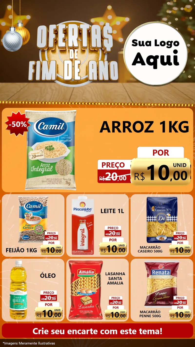 Modelo de Rede Social para Stories com o tema Ofertas de Fim de Ano para Supermercado