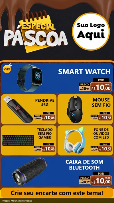 Modelo de TV para TV Vertical com o tema Especial Páscoa para Informática