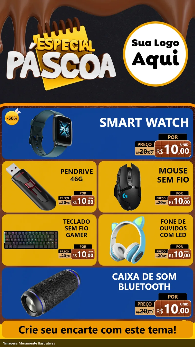Modelo de TV para TV Vertical com o tema Especial Páscoa para Informática
