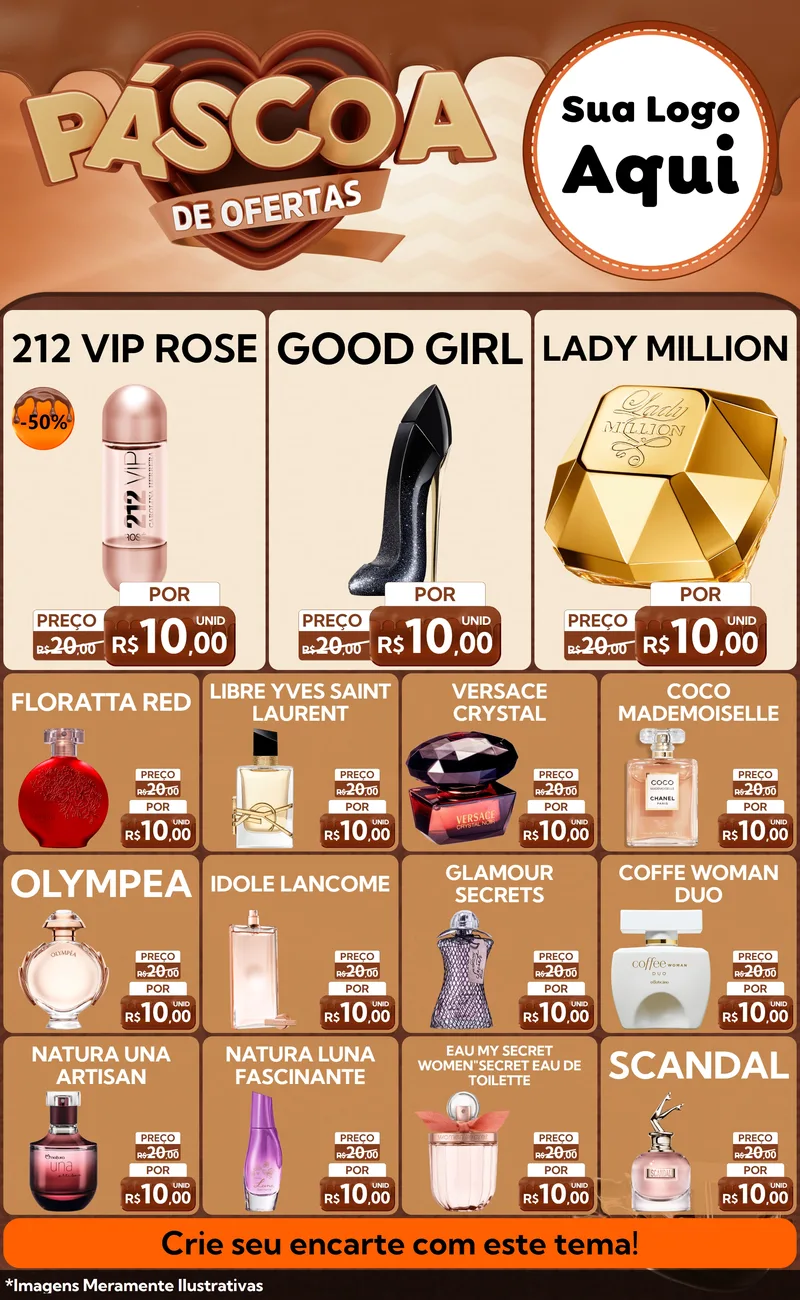 Modelo de Encarte para Encarte Grande com o tema Páscoa de Ofertas para Perfumes