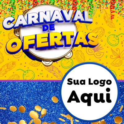 Modelo de Rede Social para Feed Facebook com o tema Carnaval de Ofertas para Supermercado