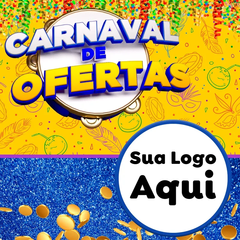 Modelo de Rede Social para Feed Facebook com o tema Carnaval de Ofertas para Supermercado